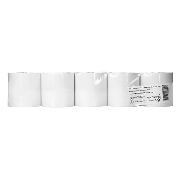 Rollo Sumadora Termico Q-Connect 80 Mm Ancho X 80 Mm Diametro Sin Bisfenol A Papel De 70 G/M2
