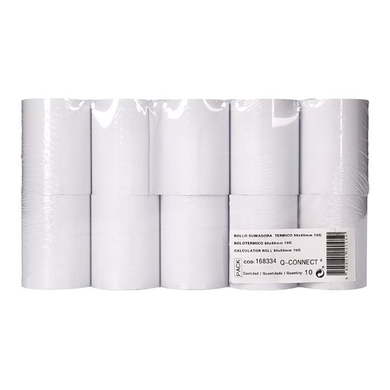 Rollo Sumadora Termico Q-Connect 80 Mm Ancho X 60 Mm Diametro Sin Bisfenol A Papel De 70 G/M2