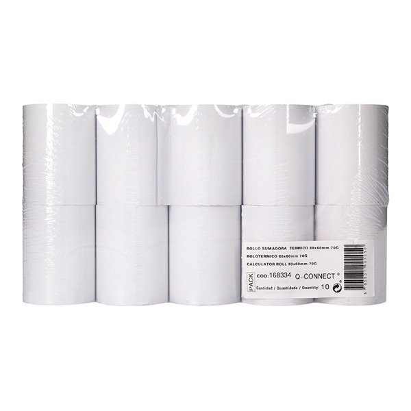 Rollo Sumadora Termico Q-Connect 80 Mm Ancho X 60 Mm Diametro Sin Bisfenol A Papel De 70 G/M2