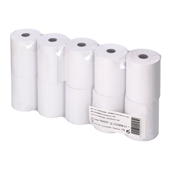 Rollo Sumadora Termico Q-Connect 80 Mm Ancho X 60 Mm Diametro Sin Bisfenol A Papel De 70 G/M2