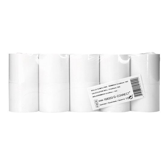 Rollo Sumadora Termico Q-Connect 57 Mm Ancho X 60 Mm Diametro Sin Bisfenol A Papel De 70 G/M2