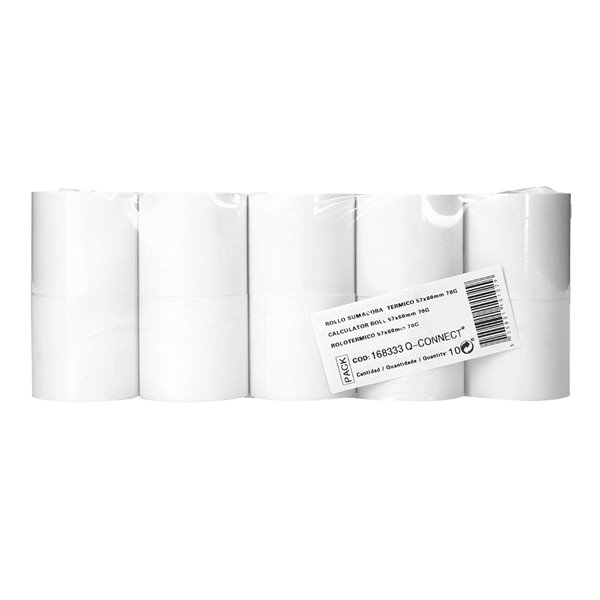 Rollo Sumadora Termico Q-Connect 57 Mm Ancho X 60 Mm Diametro Sin Bisfenol A Papel De 70 G/M2