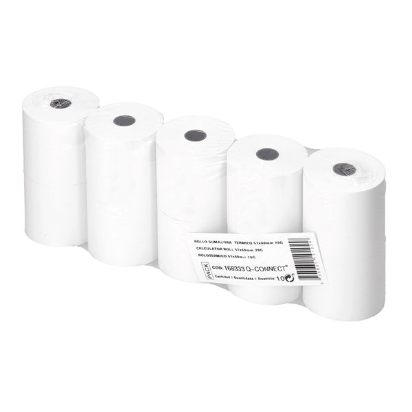 Rollo Sumadora Termico Q-Connect 57 Mm Ancho X 60 Mm Diametro Sin Bisfenol A Papel De 70 G/M2