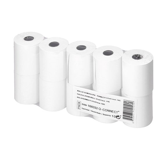 Rollo Sumadora Termico Q-Connect 57 Mm Ancho X 47Mm Diametro Para Tpv Sin Bisfenol A Papel De 70 G/M2