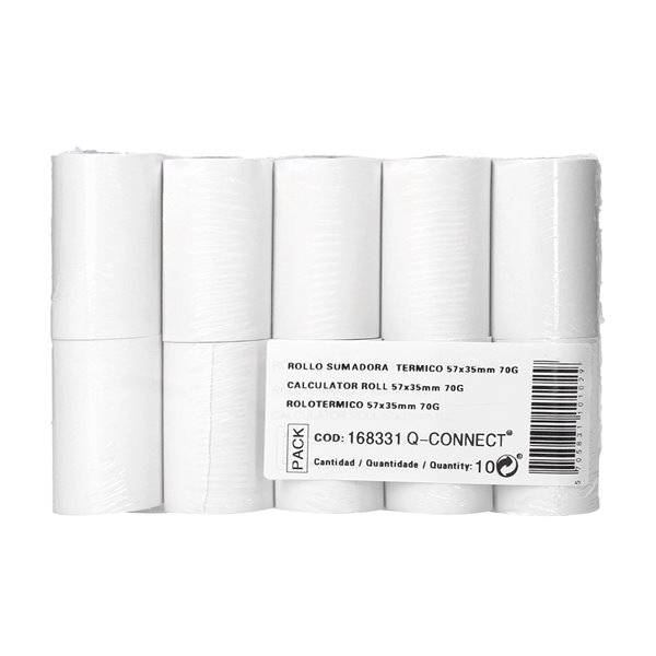 Rollo Sumadora Termico Q-Connect 57 Mm Ancho X 35 Mm Diametro Para Tpv Sin Bisfenol A Papel De 70 G/M2