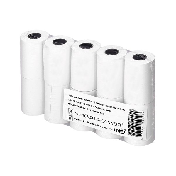 Rollo Sumadora Termico Q-Connect 57 Mm Ancho X 35 Mm Diametro Para Tpv Sin Bisfenol A Papel De 70 G/M2