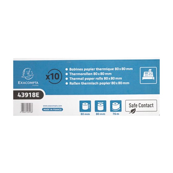 Rollo Sumadora Exacompta Safe Contact Termico 80 Mm X 80 Mm 52 G/M2