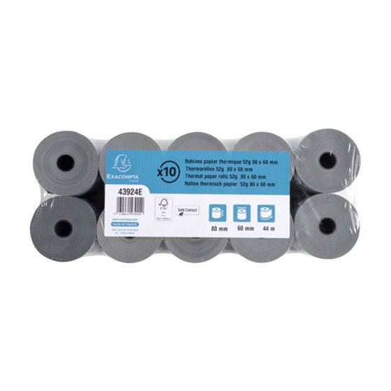 Rollo Sumadora Exacompta Safe Contact Termico 80 Mm X 60 Mm 52 G/M2