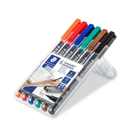 Rotulador Staedtler Lumocolor Retroproyeccion Punta De Fibra Permanente 318 Wp Estuche 6 Colores Punta Fina