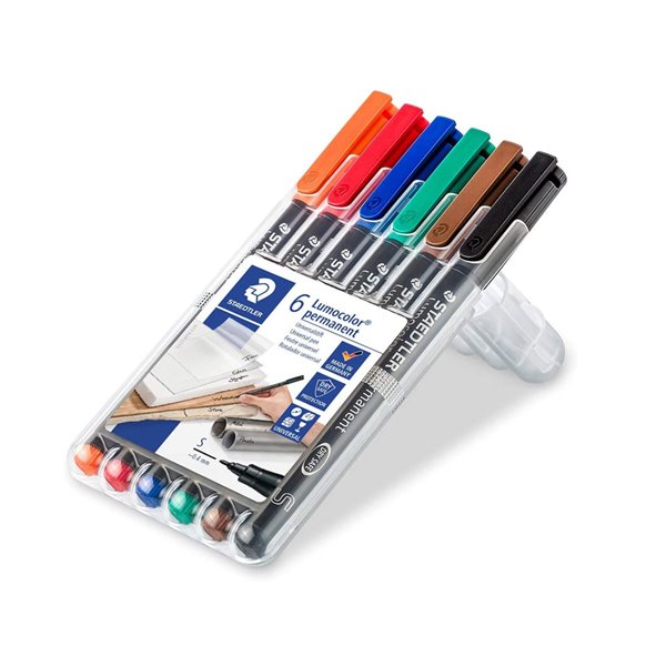Rotulador Staedtler Lumocolor Retroproyeccion Punta De Fibra Permanente 318 Wp Estuche 6 Colores Punta Fina