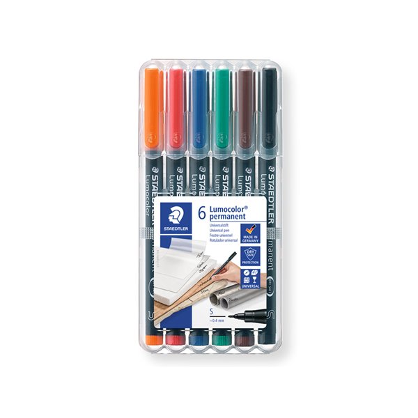 Rotulador Staedtler Lumocolor Retroproyeccion Punta De Fibra Permanente 317 Wp Estuche 6 Colores Punta Media