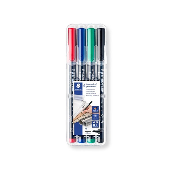 Rotulador Staedtler Lumocolor Retroproyeccion Punta De Fibra Permanente 317 Wp Estuche 4 Colores Punta Media