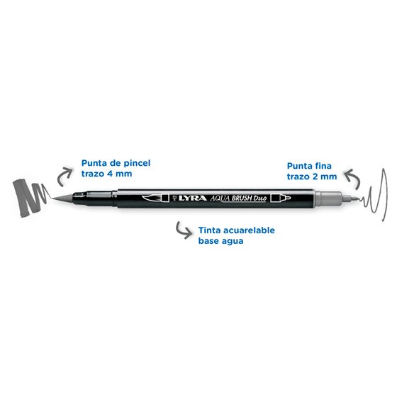Rotulador Lyra Aqua Brush Acuarelable Doble Punta Y Pincel Tonos Grises Blister De 6 Unidades Surtidas