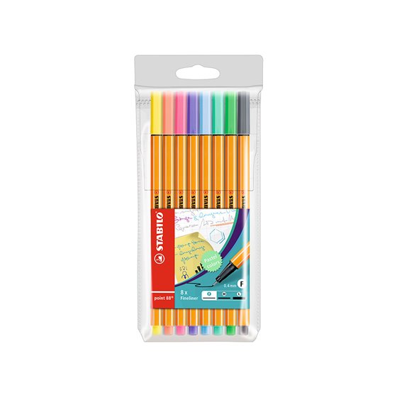 Rotulador Stabilo Punta De Fibra Point 88 Estuche De 8 Colores Surtidos Pastel
