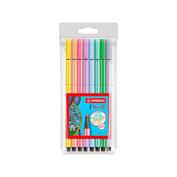 Rotulador Stabilo Acuarelable Pen 68 Estuche De 8 Colores Surtidos Pastel