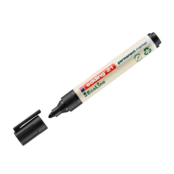 Rotulador Edding 21 Marcador Permanente Ecoline 90% Reciclado Color Negro Punta Redonda 1,5-3 Mm Recargable