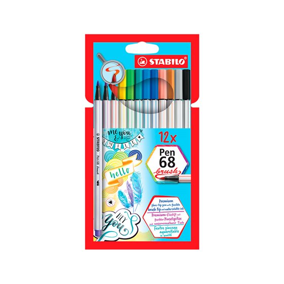 Rotulador Stabilo Acuarelable Pen 68 Brush Punta Pincel Estuche De 12 Unidades Colores Surtidos