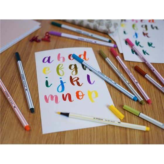 Rotulador Stabilo Acuarelable Pen 68 Brush Punta Pincel Estuche De 12 Unidades Colores Surtidos