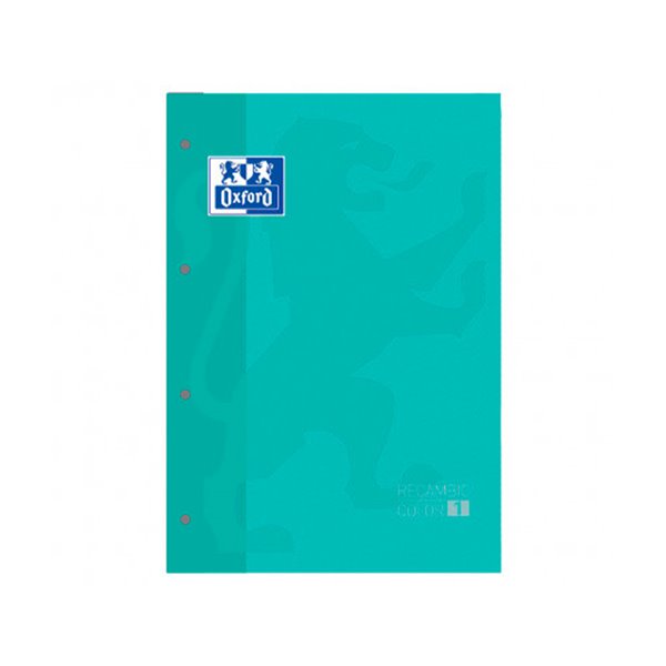 Recambio Color 1 Oxford Din A4+ 80 Hojas 90 Gr Cuadro 5 Mm 4 Taladros Color Ice Mint