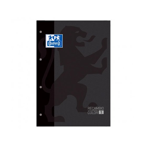 Recambio Color 1 Oxford Din A4+ 80 Hojas 90 Gr Cuadro 5 Mm 4 Taladros Color Negro