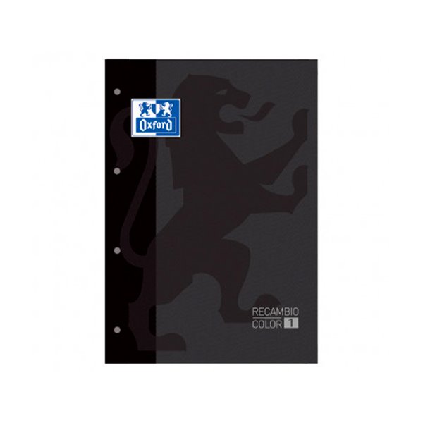Recambio Color 1 Oxford Din A4+ 80 Hojas 90 Gr Cuadro 5 Mm 4 Taladros Color Negro