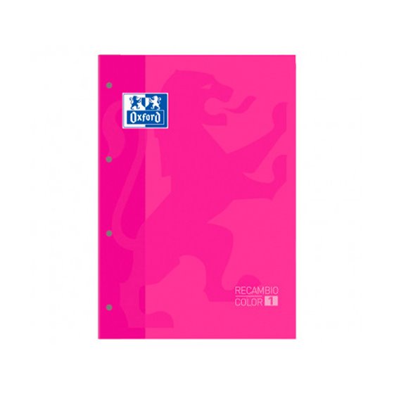Recambio Color 1 Oxford Din A4+ 80 Hojas 90 Gr Cuadro 5 Mm 4 Taladros Color Fucsia