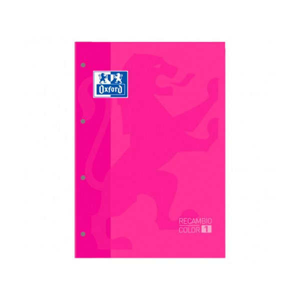 Recambio Color 1 Oxford Din A4+ 80 Hojas 90 Gr Cuadro 5 Mm 4 Taladros Color Fucsia