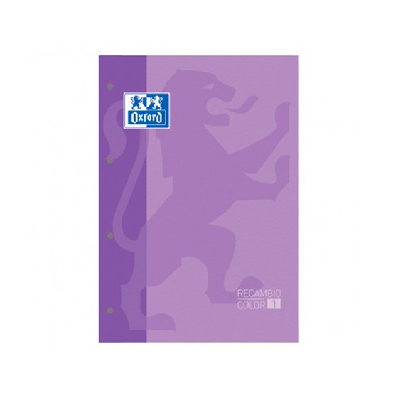 Recambio Color 1 Oxford Din A4+ 80 Hojas 90 Gr Cuadro 5 Mm 4 Taladros Color Malva