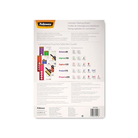 Hoja De Limpieza Fellowes Para Plastificadoras Pack De 10 Unidades