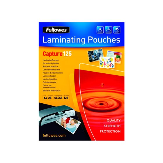 Bolsa De Plastificar Fellowes Brillo Din A4 125 Micras Pack De 25 Unidades
