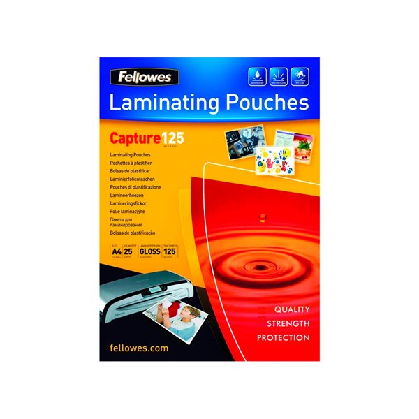 Bolsa De Plastificar Fellowes Brillo Din A4 125 Micras Pack De 25 Unidades