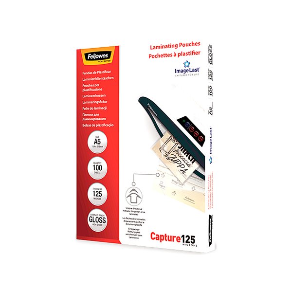 Bolsa De Plastificar Fellowes Brillo Din A5 125 Micras Pack 100 Unidades