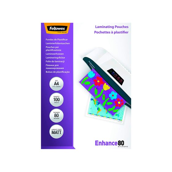 Bolsa De Plastificar Fellowes Mate Din A4 80 Micras Pack 100 Unidades