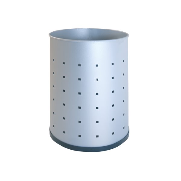 Papelera Metalica 101-R Plateada Pintada Perforada 315X215 Mm