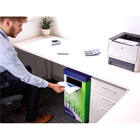 Contenedor Papelera Reciclaje Fellowes Carton Doble 100% Reciclado Montaje Manual Entrada Superior 69 Litros