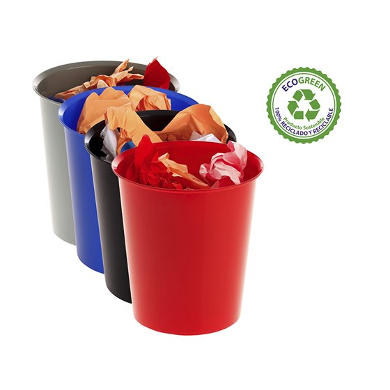 Papelera Plastico Archivo 2000 Ecogreen 100% Reciclada 18 Litros Color Rojo 290X310