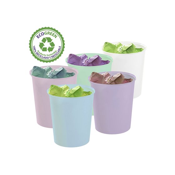 Papelera Plastico Archivo 2000 Ecogreen 100% Reciclada 18 Litros Color Rosa Pastel
