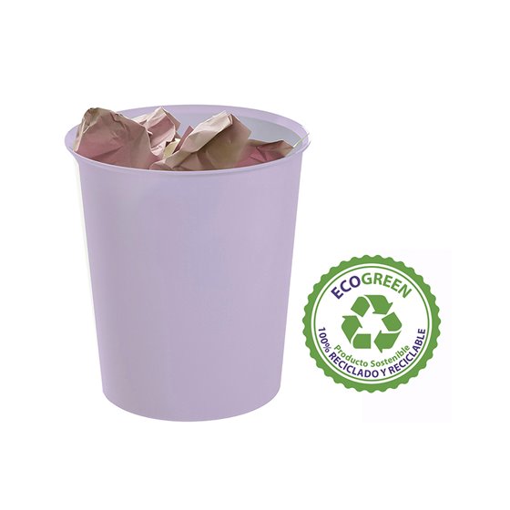Papelera Plastico Archivo 2000 Ecogreen 100% Reciclada 18 Litros Color Malva Pastel