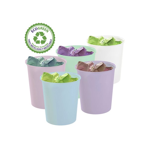Papelera Plastico Archivo 2000 Ecogreen 100% Reciclada 18 Litros Color Malva Pastel