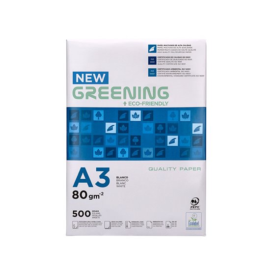 Papel Fotocopiadora Greening Din A3 80 Gramos Paquete De 500 Hojas