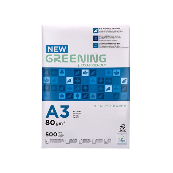 Papel Fotocopiadora Greening Din A3 80 Gramos Paquete De 500 Hojas