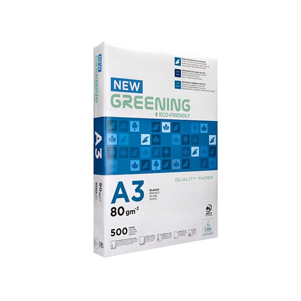 Papel Fotocopiadora Greening Din A3 80 Gramos Paquete De 500 Hojas
