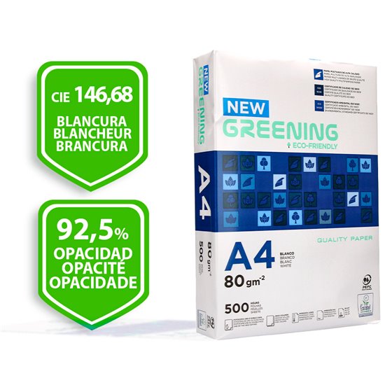 Papel Fotocopiadora Greening Din A4 80 Gramos Paquete De 500 Hojas