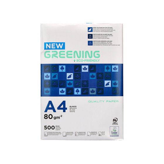 Papel Fotocopiadora Greening Din A4 80 Gramos Paquete De 500 Hojas