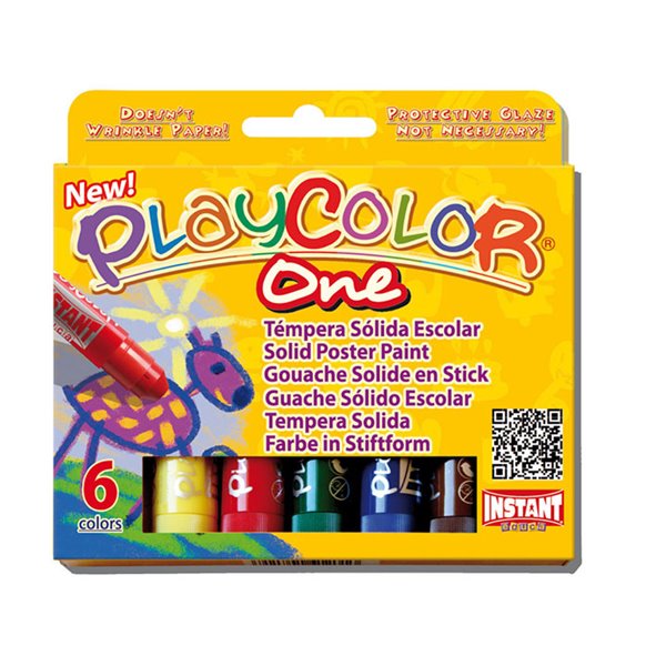 Tempera Solida En Barra Playcolor Escolar Caja De 6 Colores Surtidos