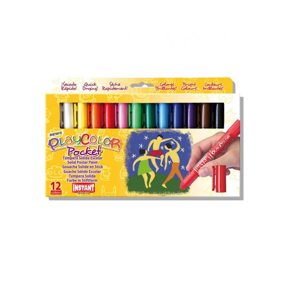 Tempera Solida En Barra Playcolor Pocket Escolar Caja De 12 Colores Surtidos