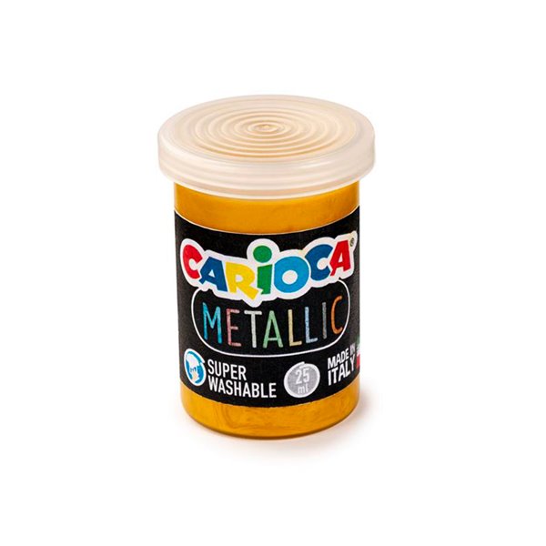 Tempera Escolar Carioca Metallic Bote 25 Ml Caja De 6 Colores Surtidos