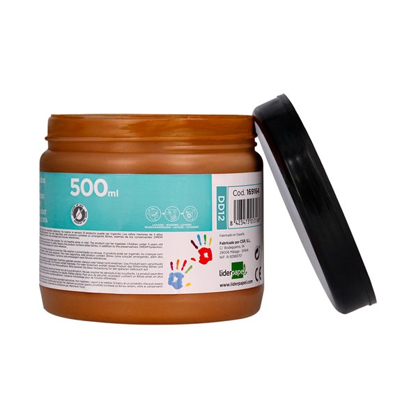 Pintura Dedos Liderpapel Marron Tarrina De 500 Cc