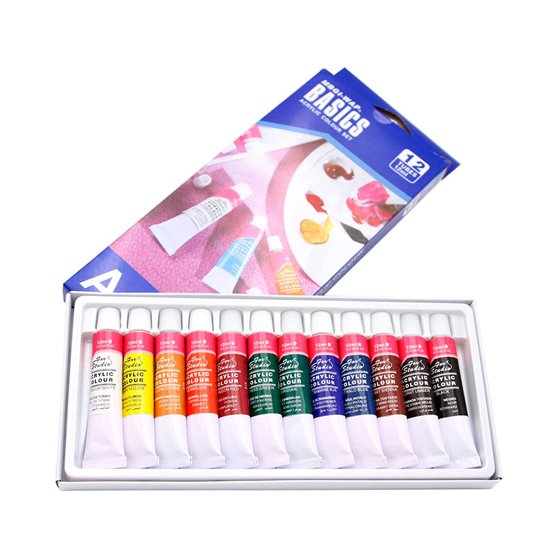 Pintura Acrilica Artist Caja Carton De 12 Colores Surtidos Tubo De 12 Ml