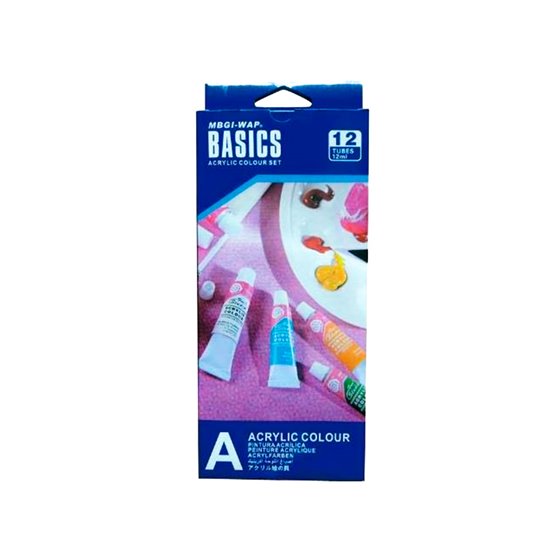 Pintura Acrilica Artist Caja Carton De 12 Colores Surtidos Tubo De 12 Ml